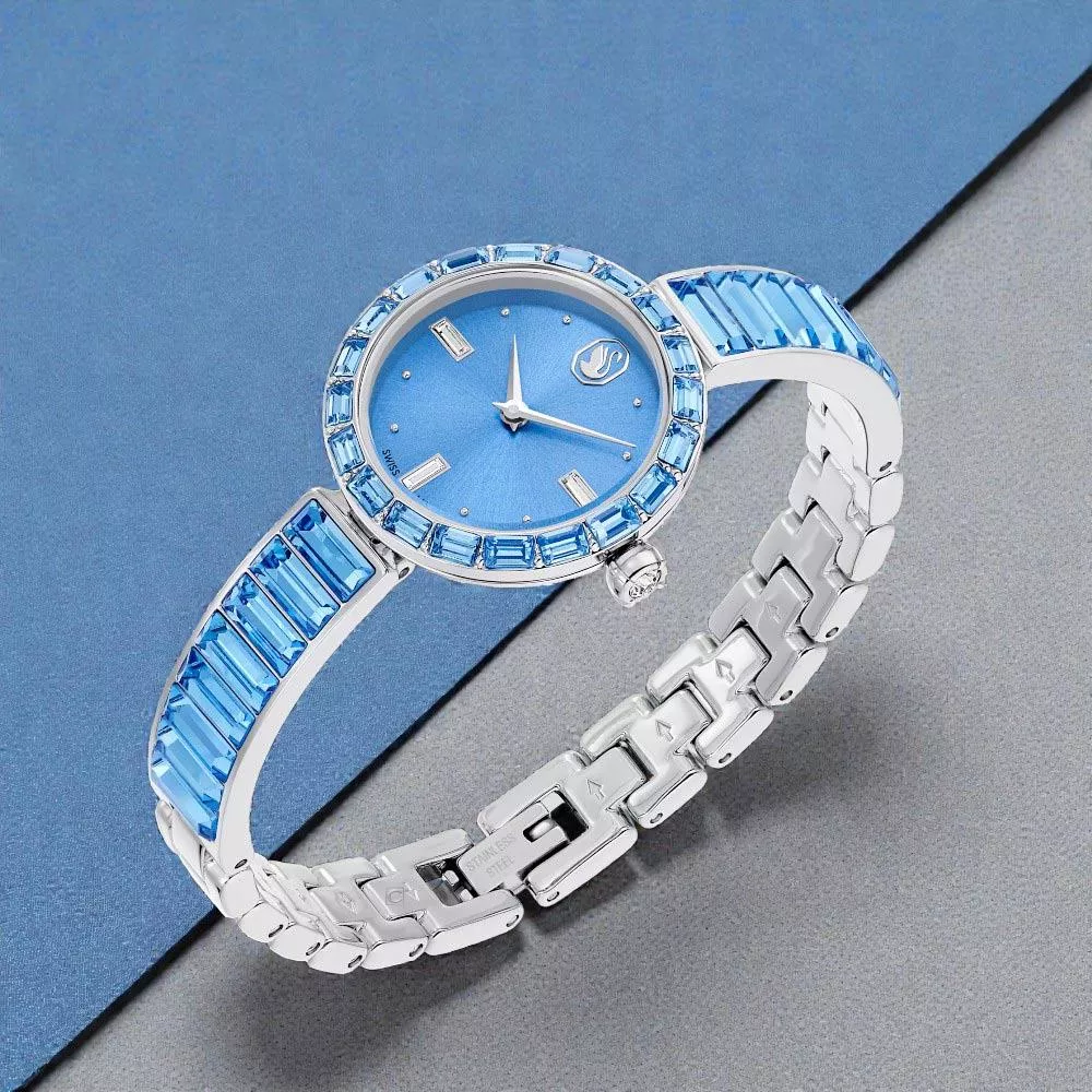 (聊聊甜甜價) SWAROVSKI 施華洛世奇 Matrix Bangle系列 水晶腕錶 女錶-25mm藍 5730172