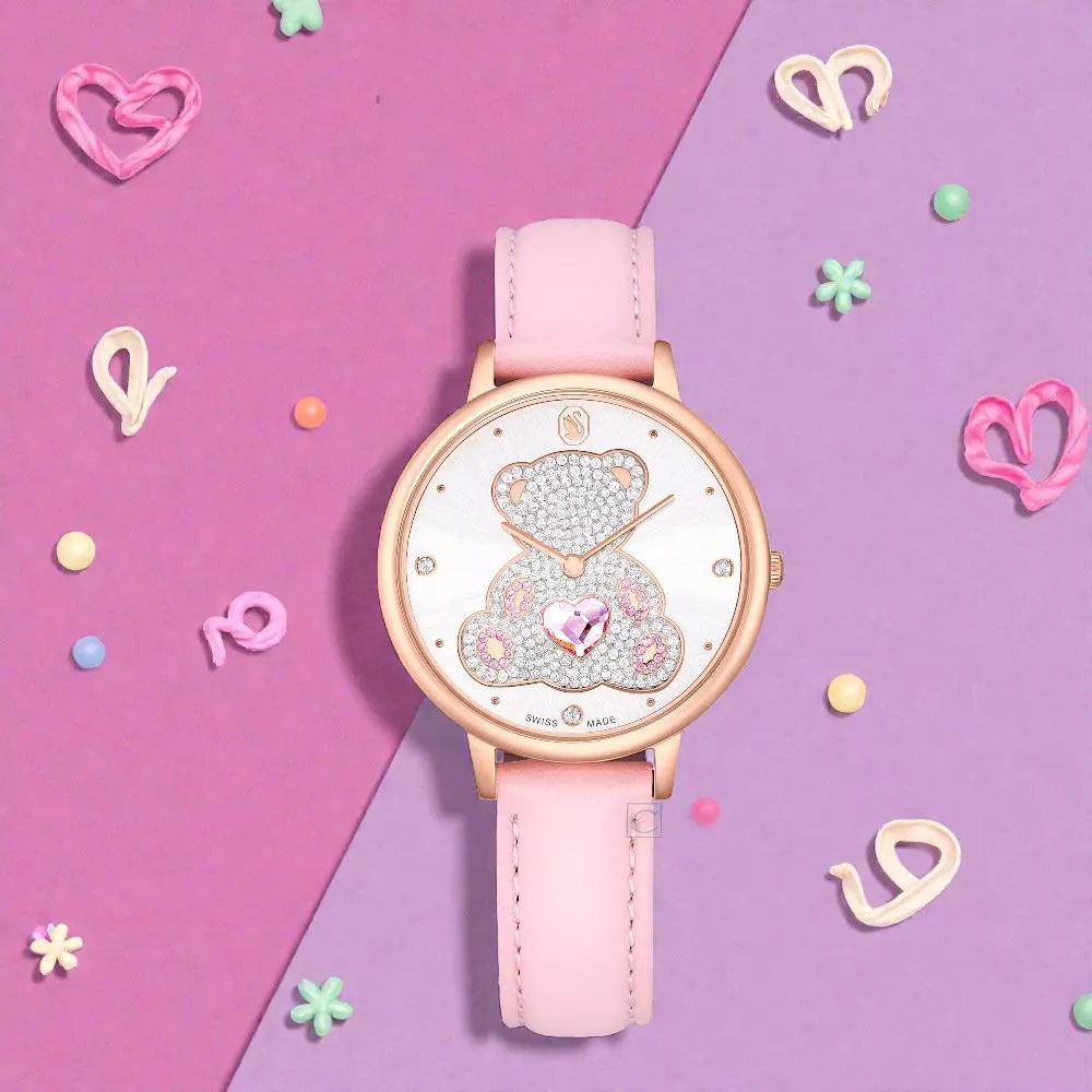 (聊聊甜甜價) SWAROVSKI 施華洛世奇 Teddy 純真童趣 小熊腕錶 女錶-35mm粉 5739838