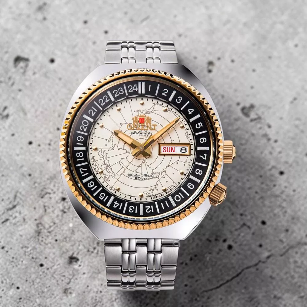 ORIENT 東方錶  龜形 世界地圖 200米 機械錶 男錶 手錶-RA-AAE01S/錶徑43.5 mm