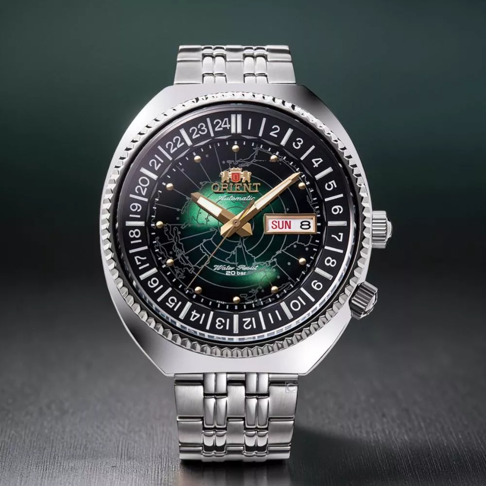 ORIENT 東方錶 World Map系列 復刻機械錶 男錶 手錶-綠RA-AA0E02E