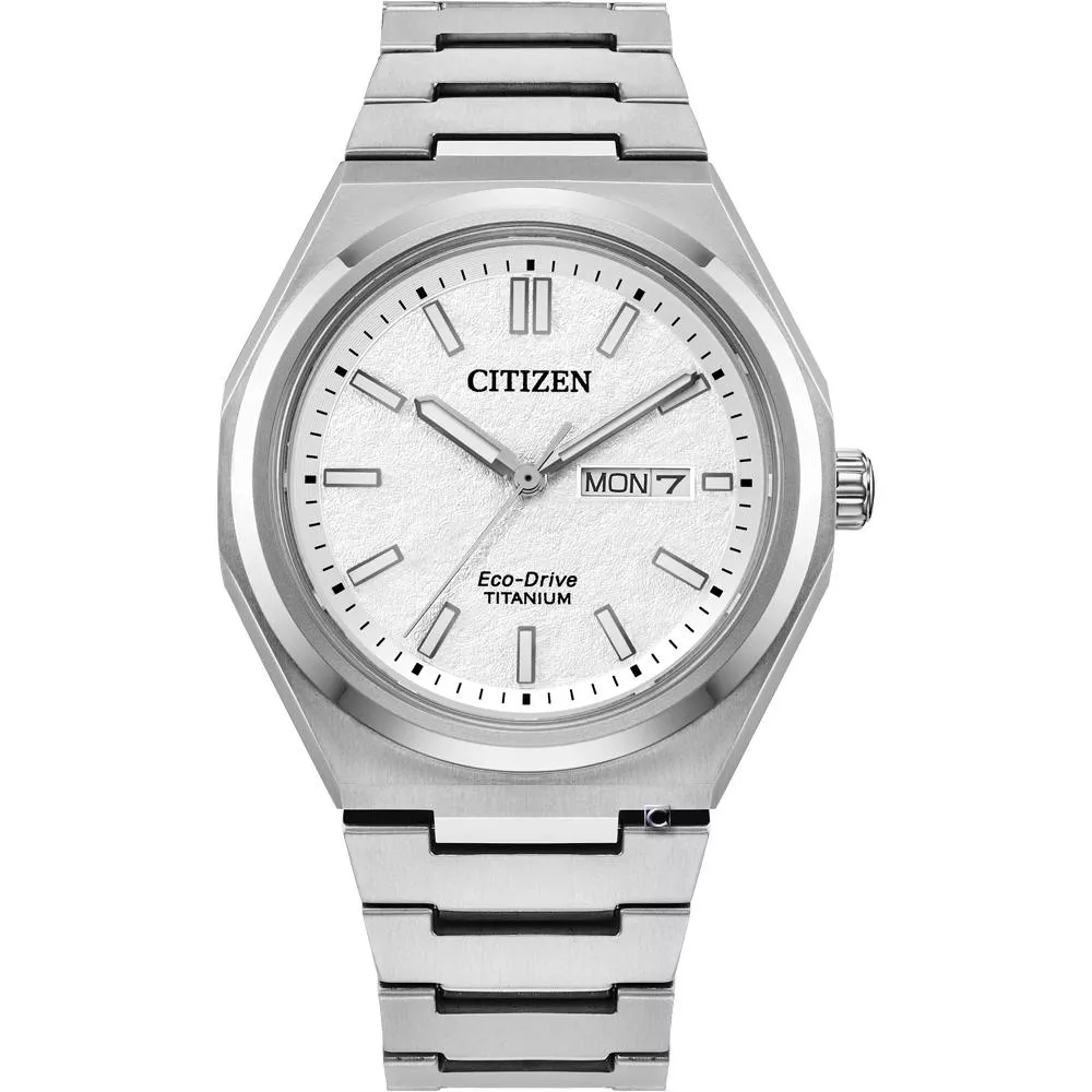 CITIZEN 星辰錶 Zenshin 超級鈦 光動能腕錶 男錶 手錶-AW0130-85A/白色39.5mm