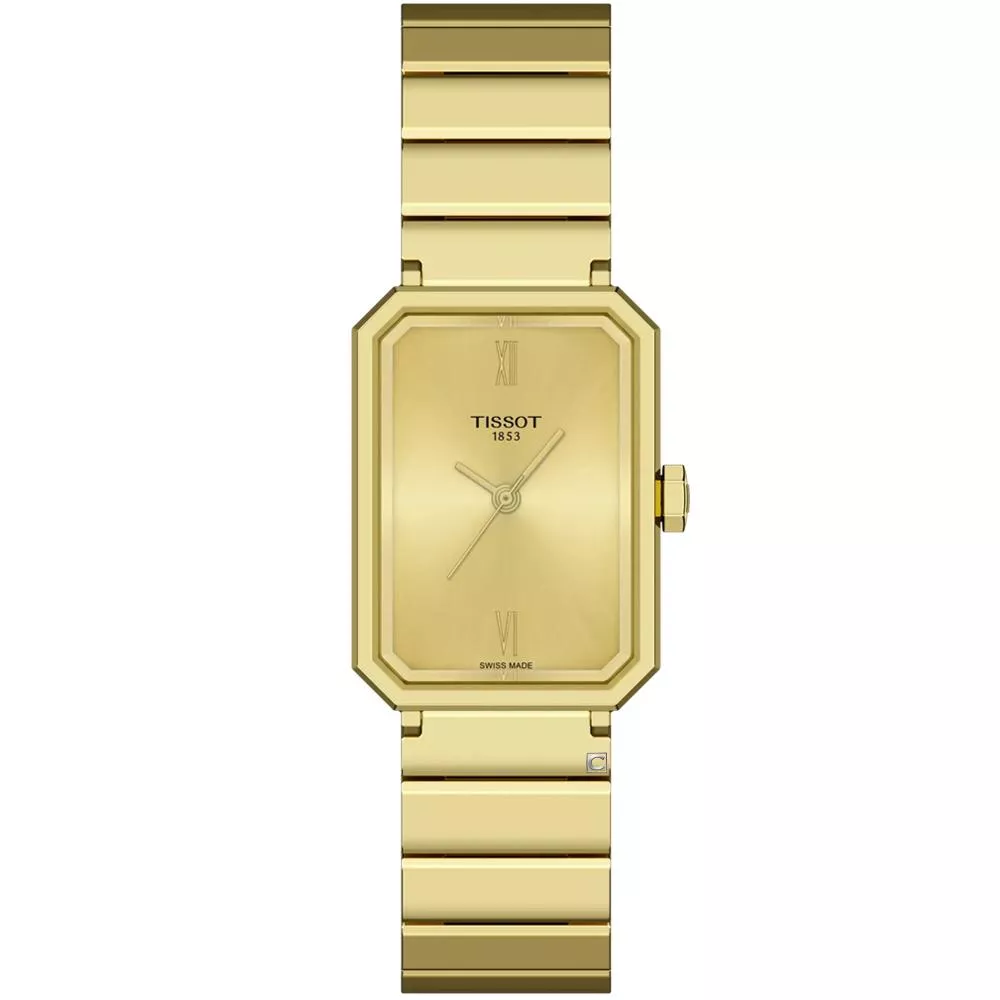 TISSOT 天梭 官方授權 SRV系列 幾何造型 方型腕錶 女錶 手錶-T1601103302300/金30x21,8mm