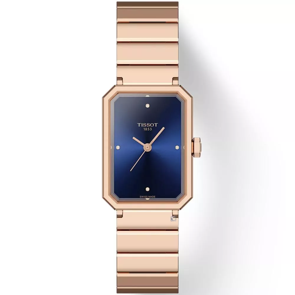 TISSOT 天梭 官方授權 SRV系列 幾何造型 方型腕錶 女錶 手錶-T1601103304600/玫瑰金色30x21,8mm