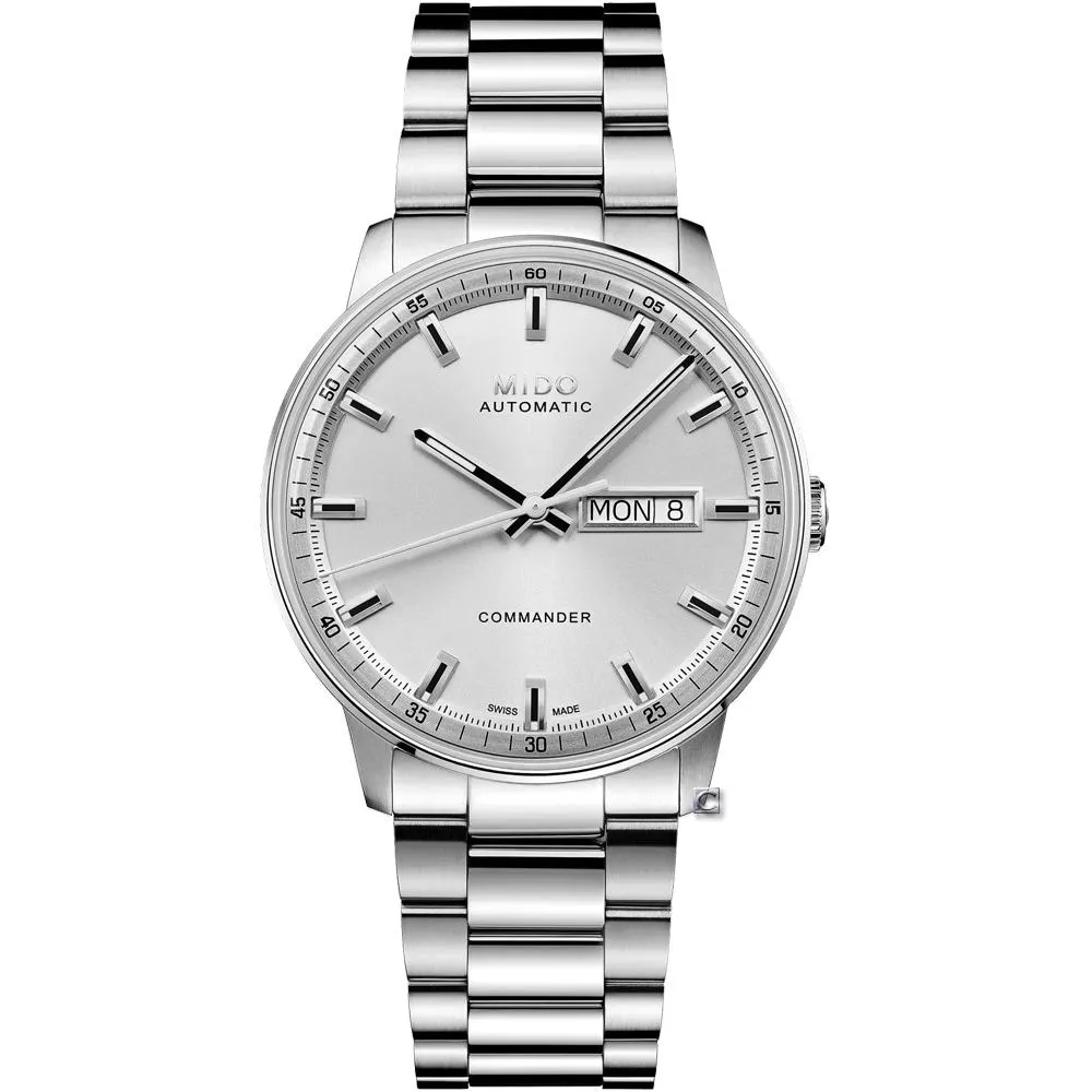 MIDO 美度錶 Commander Datoday 機械腕錶 男錶 手錶-M0214301103100/白40mm