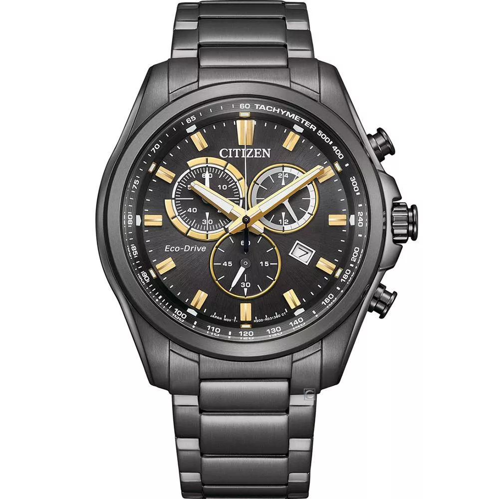 CITIZEN 星辰錶 光動能 三眼計時腕錶 男錶 手錶-黑色/43mm AT2137-50E