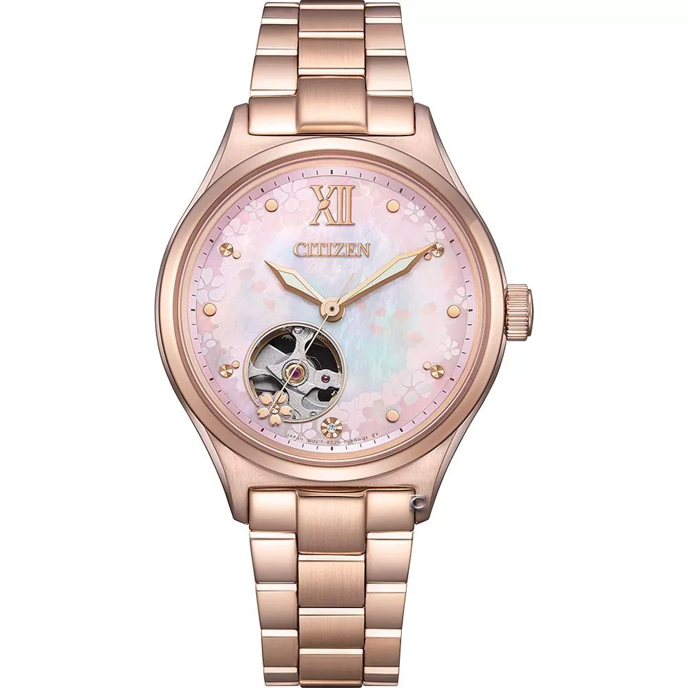 CITIZEN 星辰錶 Lady 亞洲限定款 櫻花限定機械女錶 手錶-PC1017-96W/34mm