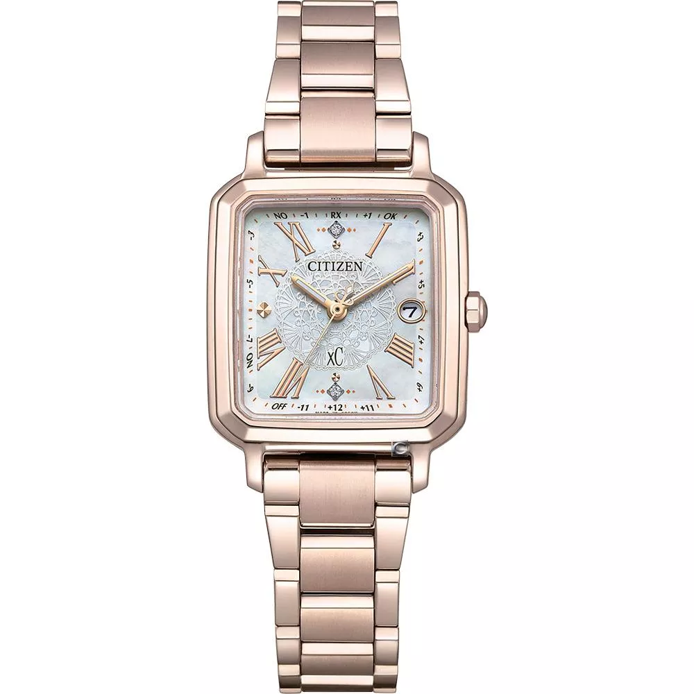 CITIZEN 星辰錶 xC  櫻花粉色方形 電波 光動能 女錶-ES9506-54N