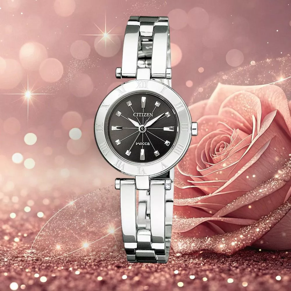 CITIZEN 星辰錶 WICCA系列 光動能 手鐲式造型腕錶 女錶 手錶-15-1571-01黑24mm