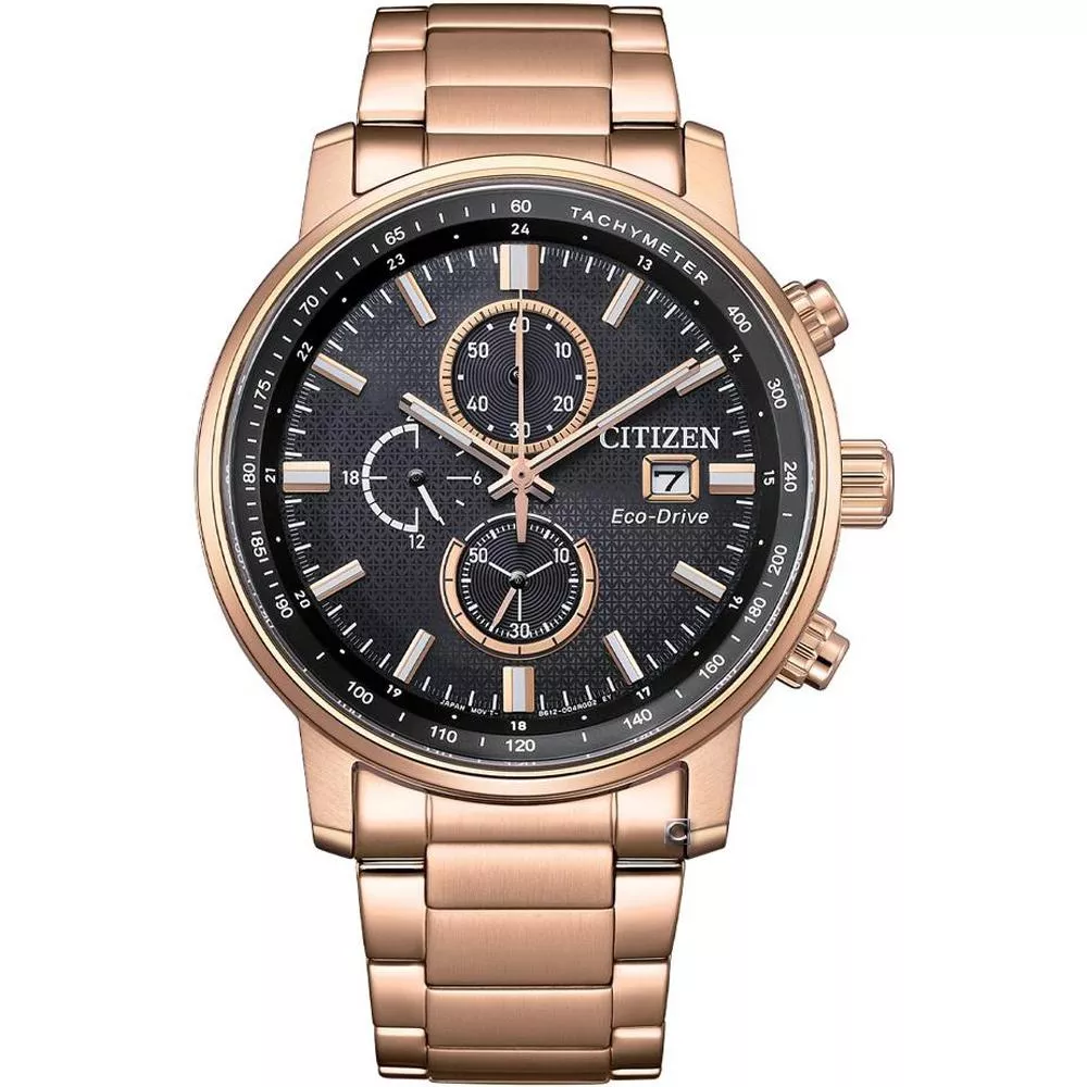 CITIZEN 星辰 光動能碼錶計時錶款 男錶 手錶 玫瑰金色 禮物-43mm CA0848-85E