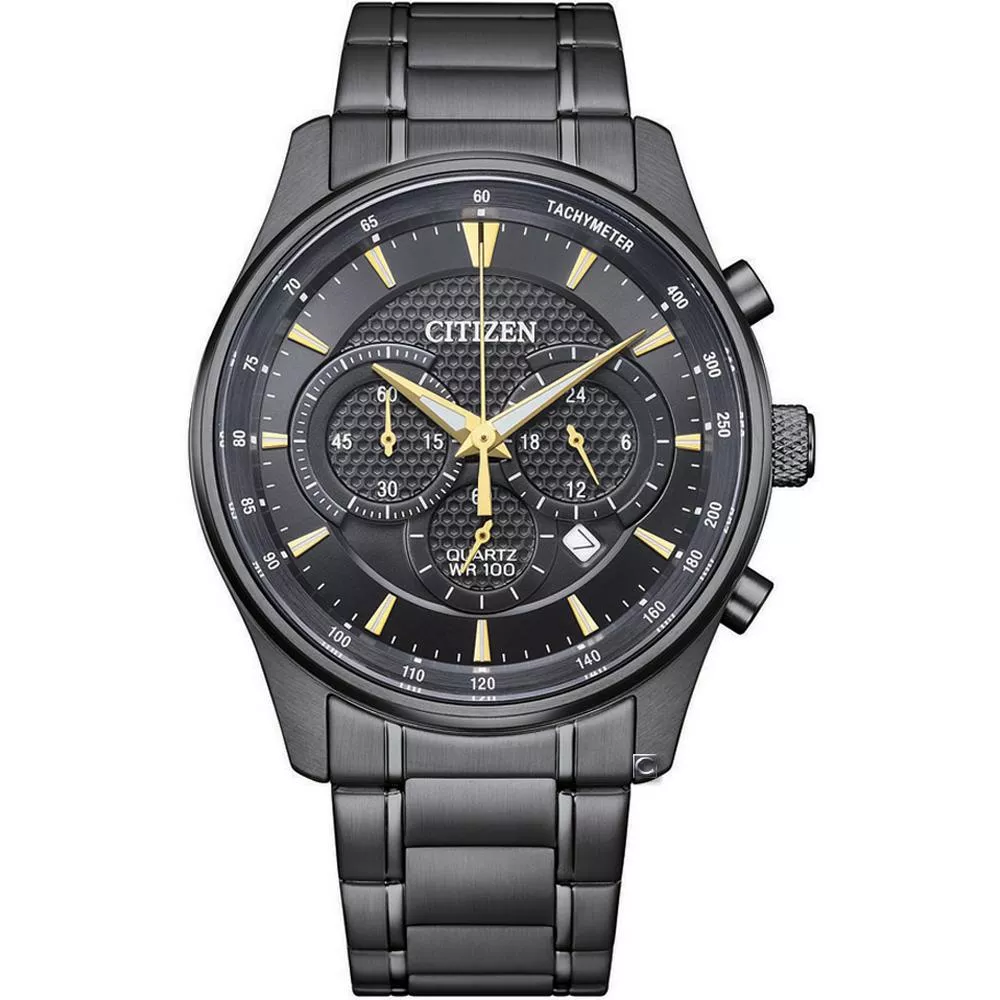CITIZEN 星辰錶 Chronograph 三眼計時 時尚腕錶-42mm黑 AN8197-52E