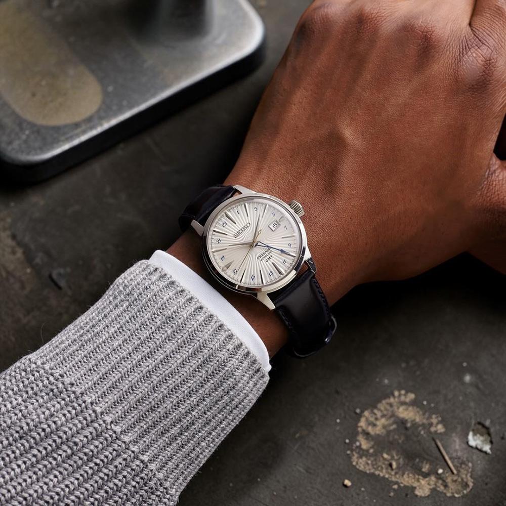 SEIKO 精工 Presage 調酒師 Silver Bullet 銀彈 GMT雙時區機械錶 男錶 手錶-4R34-00J0N/SSK049J1