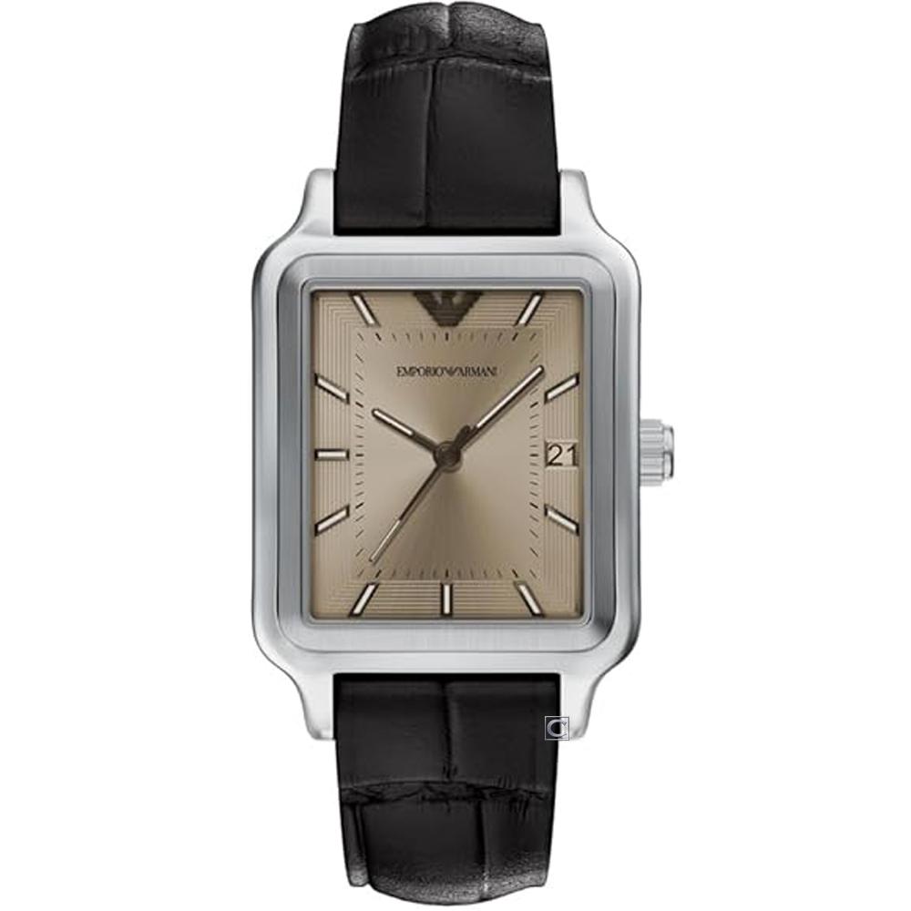 EMPORIO ARMANI 亞曼尼  復古香檳金 方形腕錶 男錶 手錶-AR11756