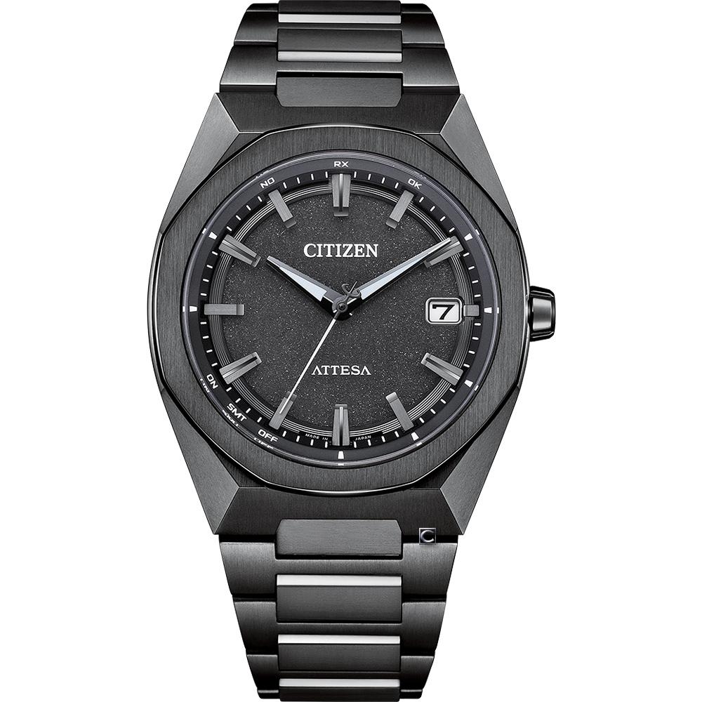 CITIZEN 星辰錶 ATTESA 八角形錶圈 鈦金屬 光動能 電波錶 男錶 手錶-39mm CB3045-61E