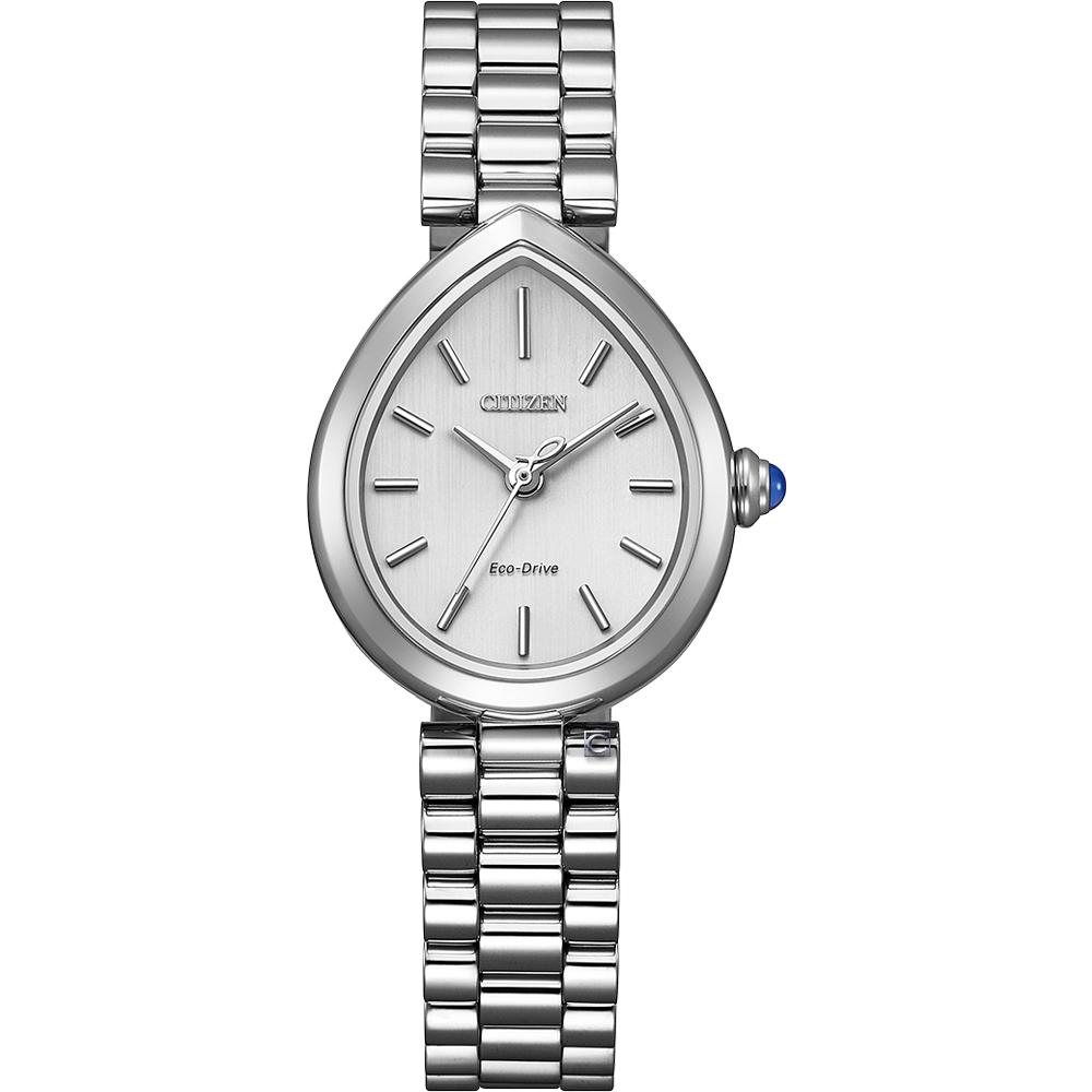 CITIZEN 星辰錶 L Rainell 系列 光動能 水滴型腕錶 女錶 手錶-銀色 EM1200-55A