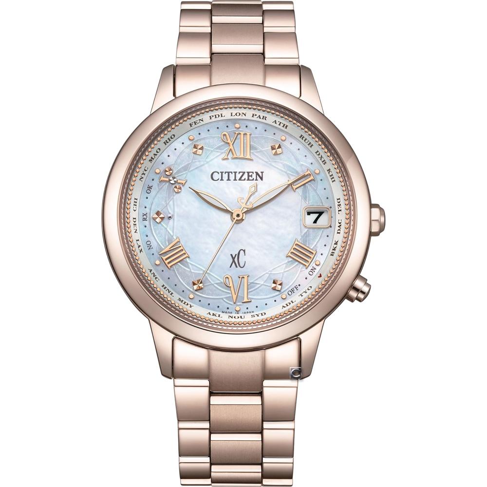 CITIZEN 星辰錶 xC 台灣限定款 浪漫花嫁 電波錶 女錶 手錶-36mm CB1135-52D