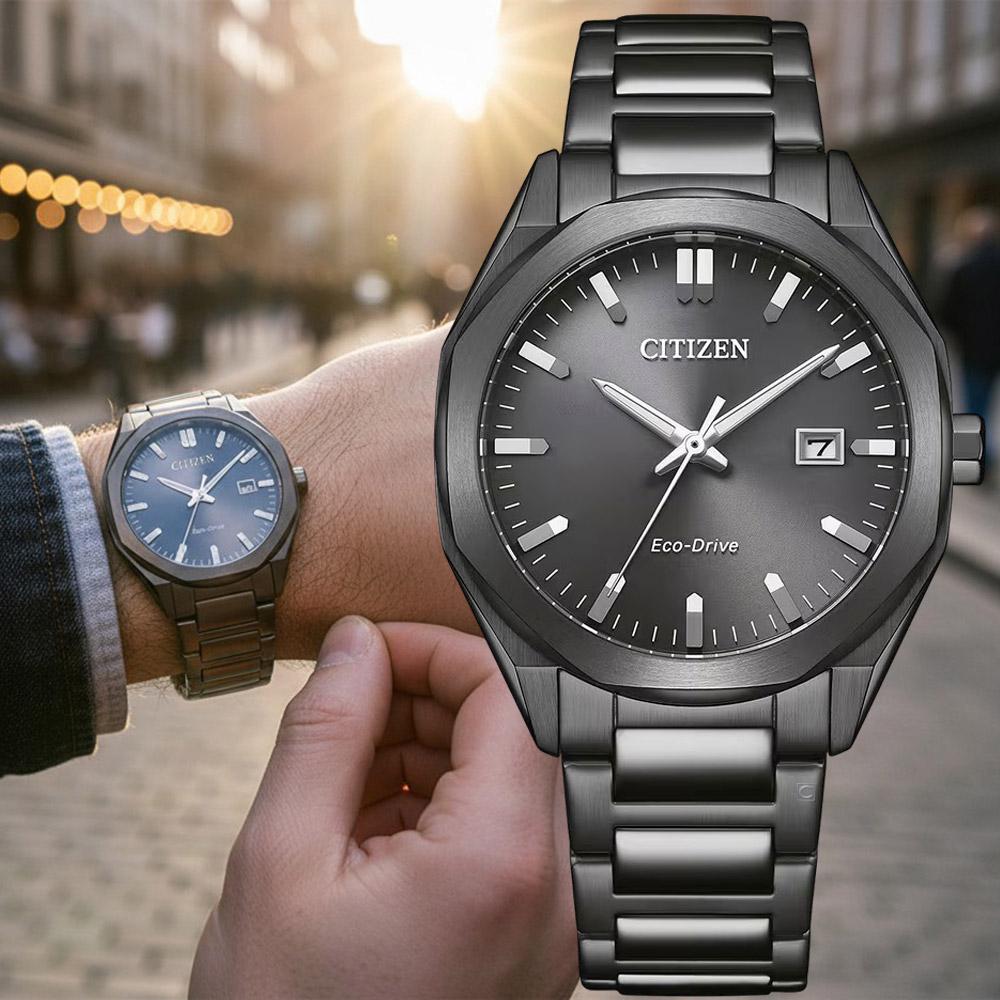 CITIZEN 星辰 光動能 八角形 日期 夜光 男錶 手錶-BM7625-80H