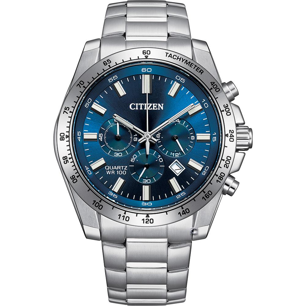 CITIZEN 星辰 Chronograph 運動計時 時尚腕錶 男錶 手錶-44mm藍 AN8230-59M