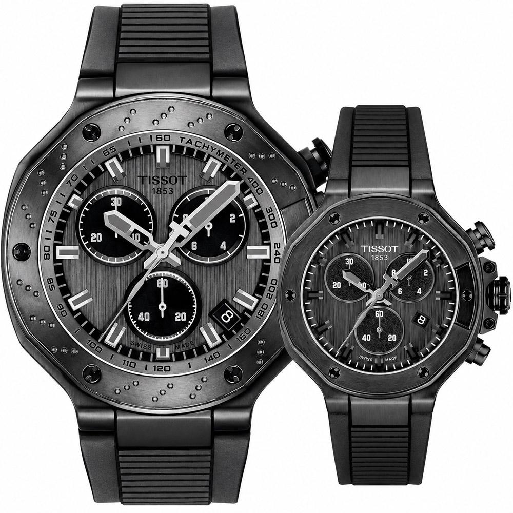 TISSOT 天梭錶 T-Race Quartz Chronograph 競速運動腕錶對錶- T1414173706100+T1418173705100