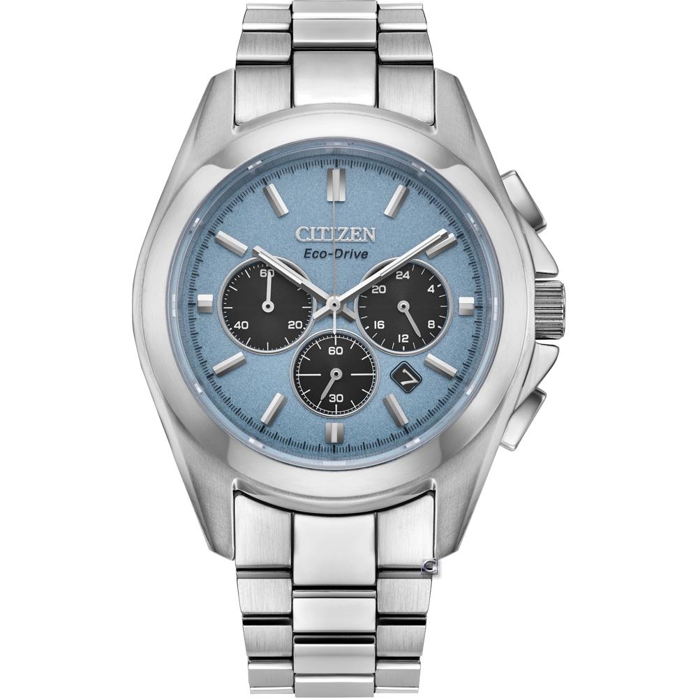 CITIZEN 星辰 光動能三眼計時腕錶 男錶 手錶-40.5mm藍 CA4680-55L