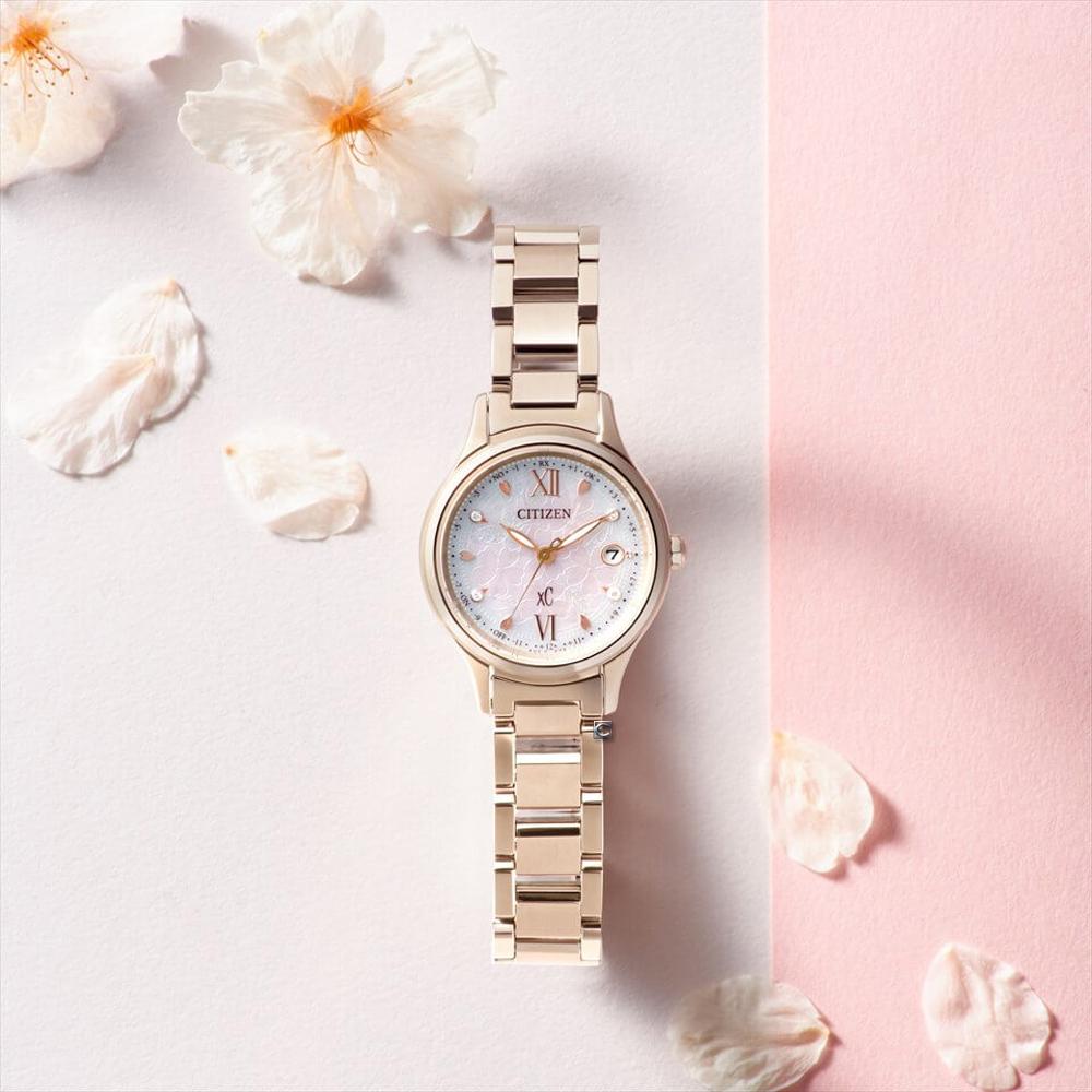 CITIZEN 星辰 xC 30週年 櫻花限量版 電波 時尚腕錶 女錶 手錶-ES9498-77N