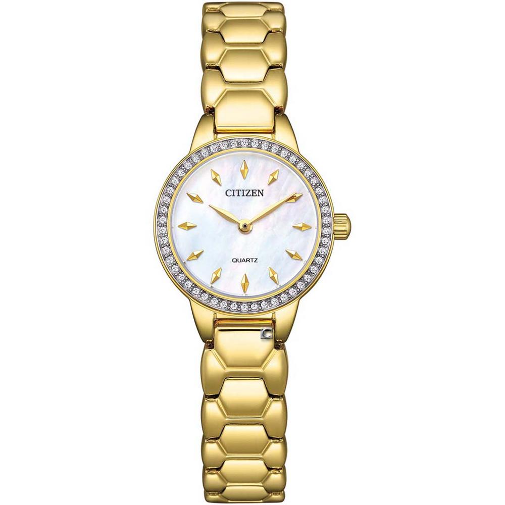 CITIZEN 星辰錶 永恆之美珍珠母貝 時尚腕錶 女錶 手錶-EZ7012-51D/金色24mm
