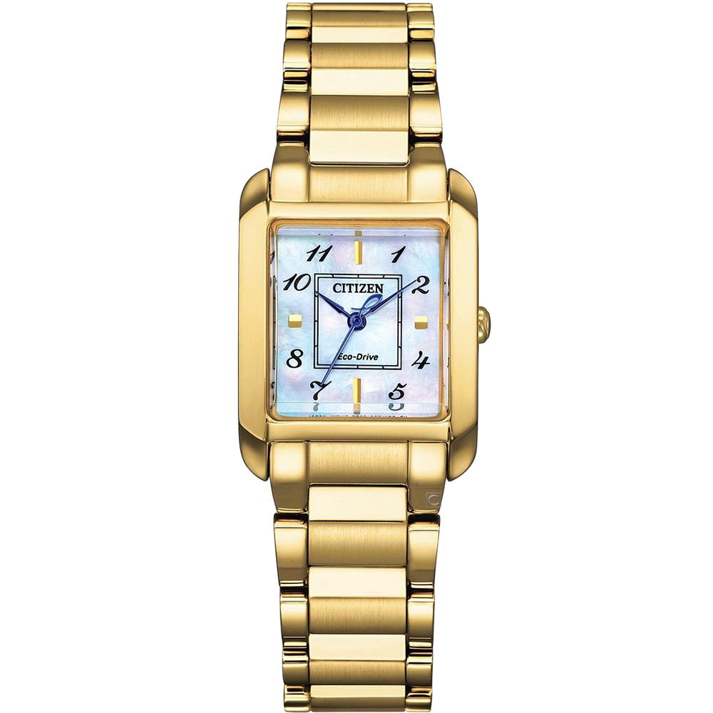 CITIZEN 星辰錶 L系列 法式藝術字藍鋼針方型不鏽鋼手錶女錶-EW5602-81D
