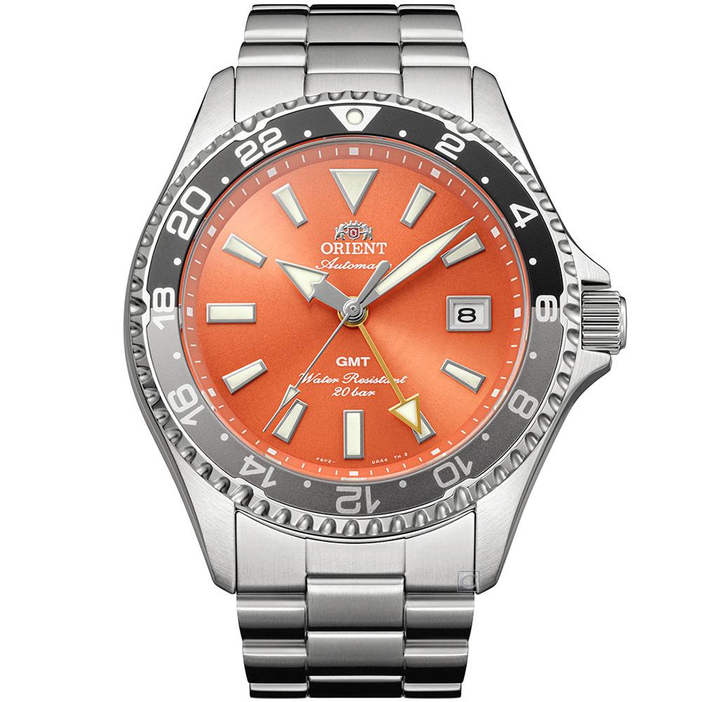 ORIENT 東方錶 GMT 兩地時間 機械手錶 男錶-RA-BC0004Y/橘色42.8mm