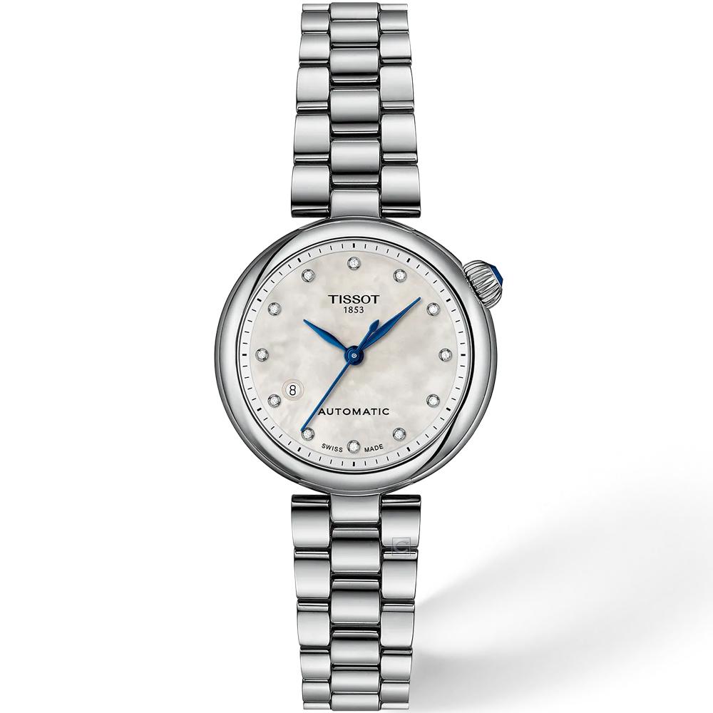 TISSOT 天梭錶 Desir系列 珍珠母貝 48小時動力  機械錶-T1522071111600/29.6mm
