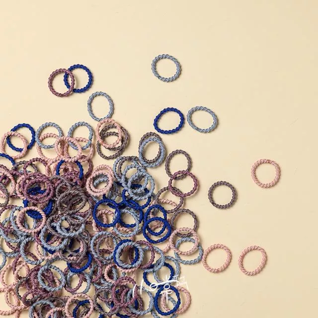 彈性不傷髮多色拇指小髮圈－螺紋莫蘭迪