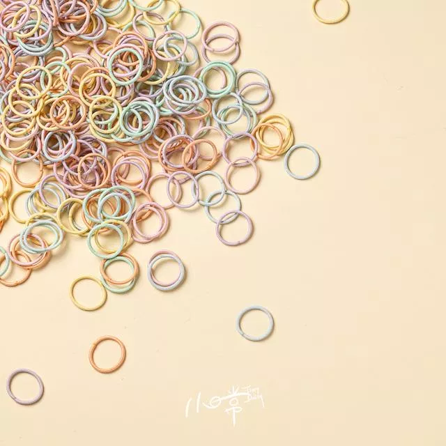 彈性不傷髮多色拇指小髮圈－粉嫩馬卡龍