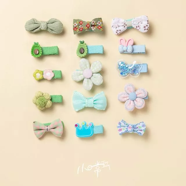 繽紛色系碎髮小髮夾－藍綠色系