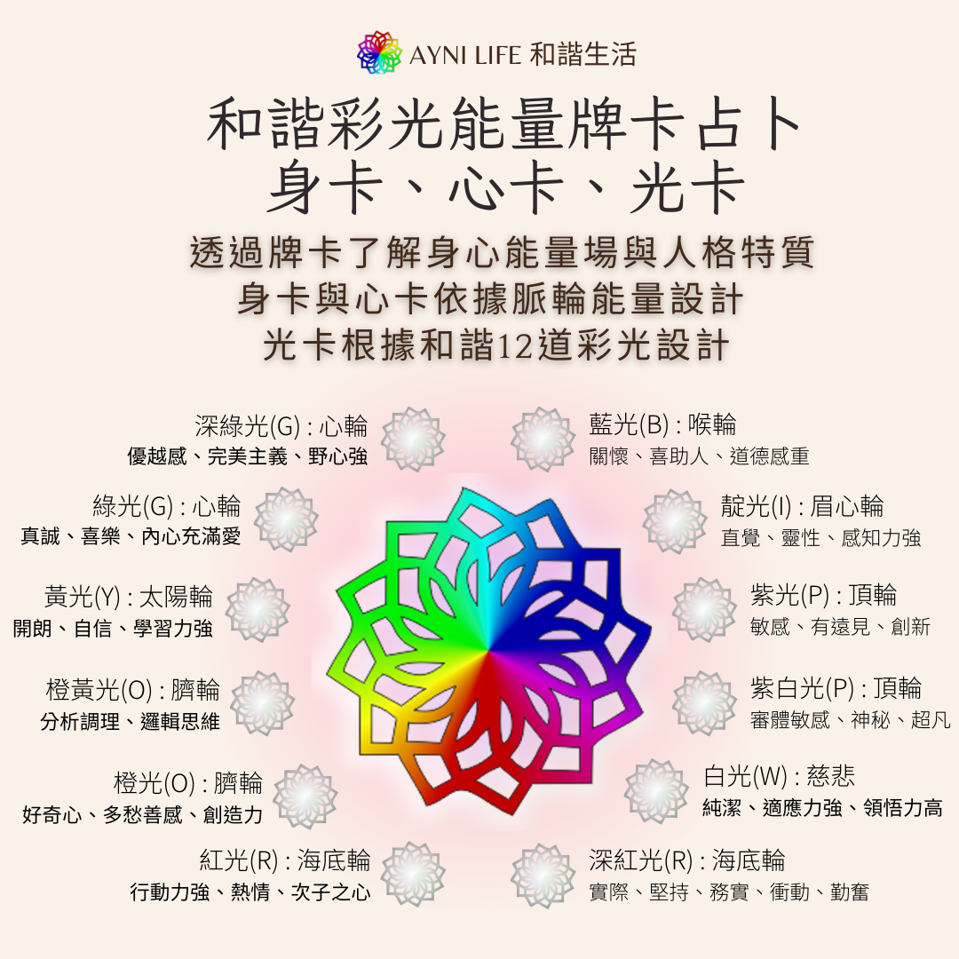 和諧彩光能量牌卡占卜 - 體驗方案