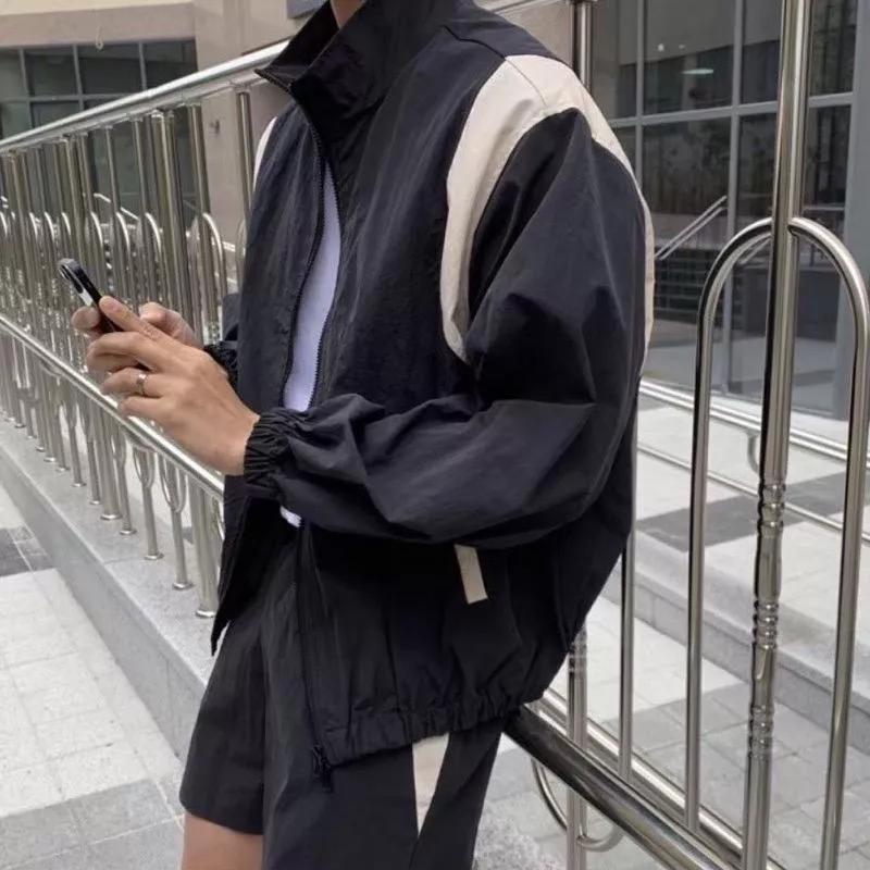 韓國拼接運動外套 材質舒服