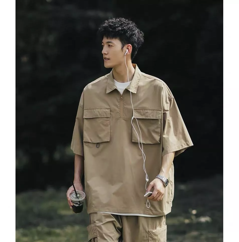 版偏大 防潑水工裝POLO上衣 M