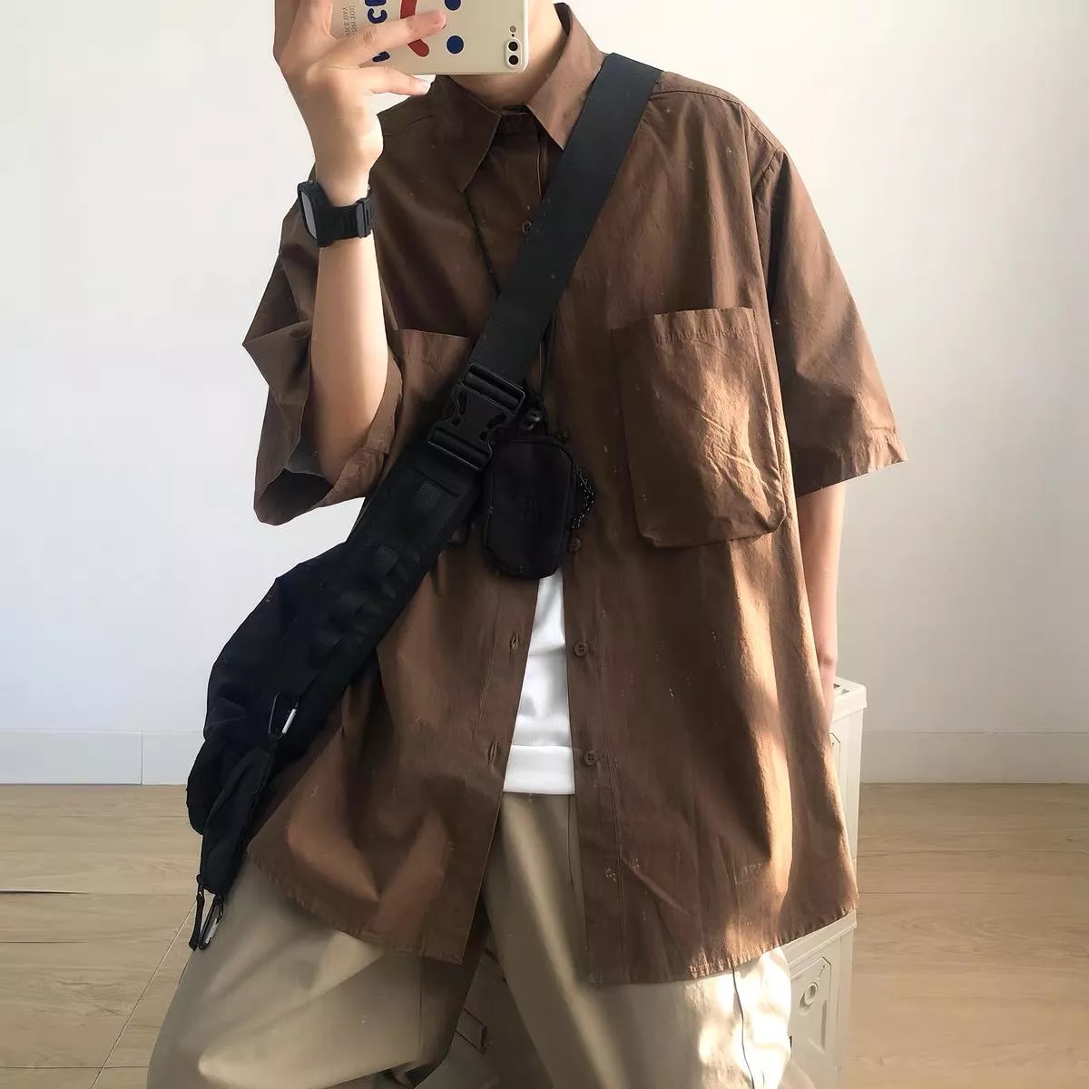 日系工裝廓形襯衫L