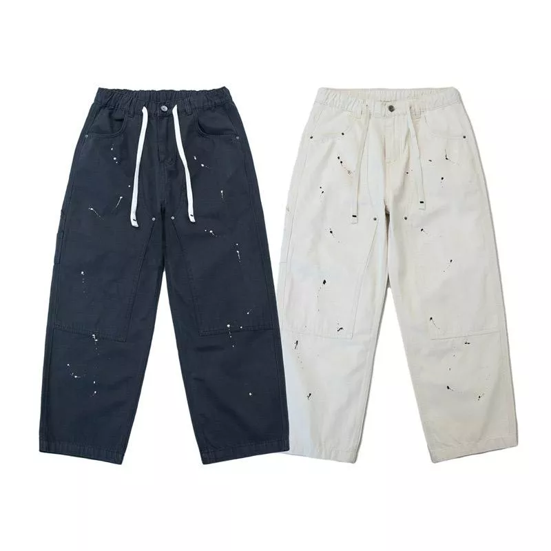 潑漆休閒寬鬆百搭長褲（2色）