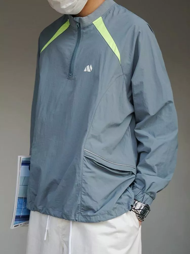 輕薄半開拉鍊休閒長袖上衣