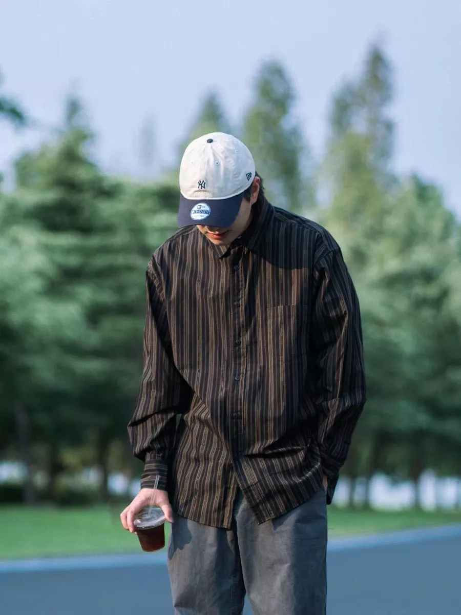 日系條紋休閒襯衫