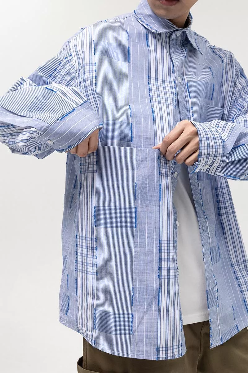 春季長袖格紋襯衫