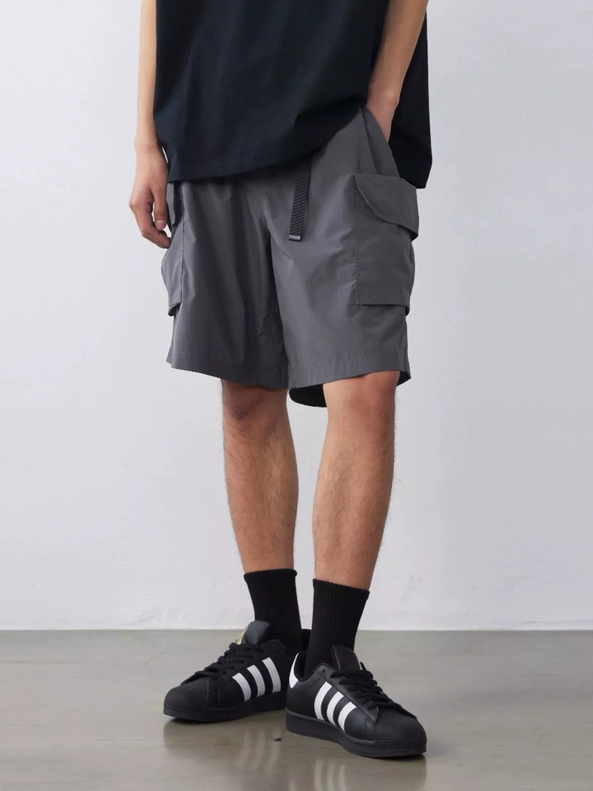 夏季寬鬆口袋工裝五分短褲(4色)