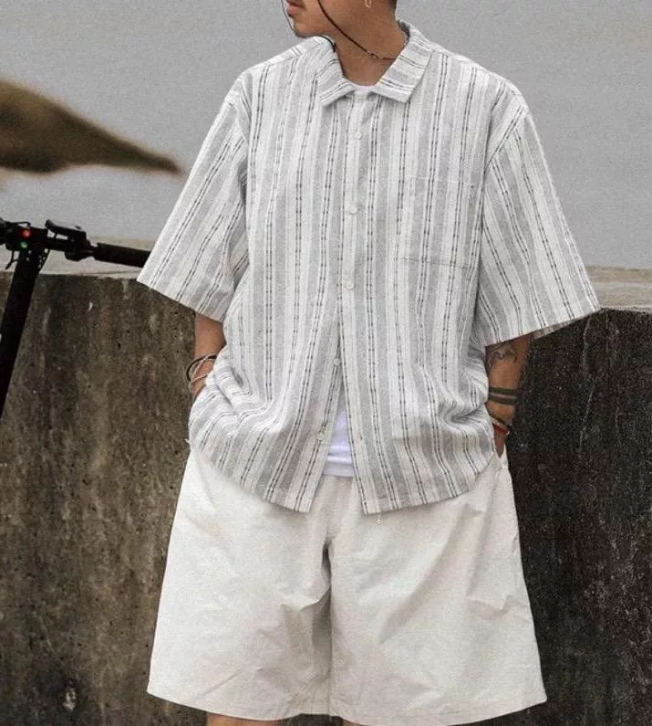 古巴領夏季棉麻短袖襯衫(3色)