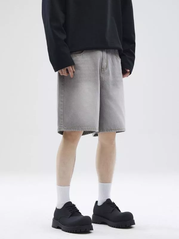 美式水洗灰牛仔短褲