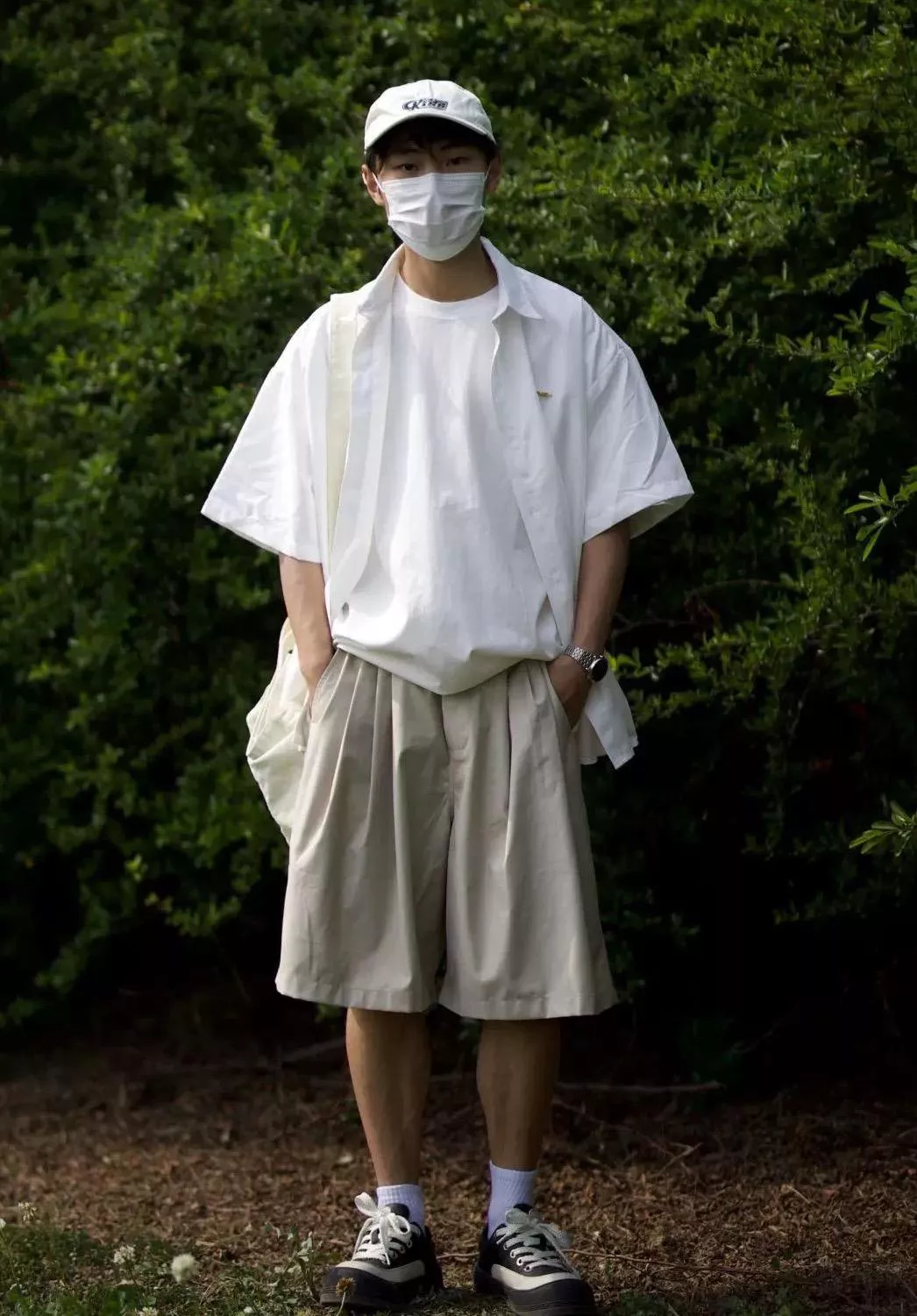 鬆緊腰西裝五分褲(2色)