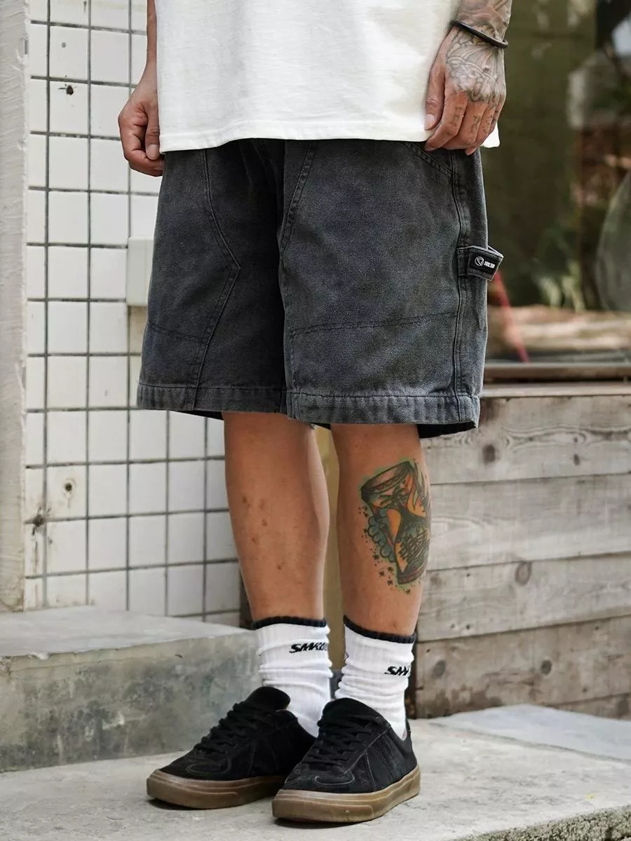 水洗鬆緊五分伐木褲(2色)