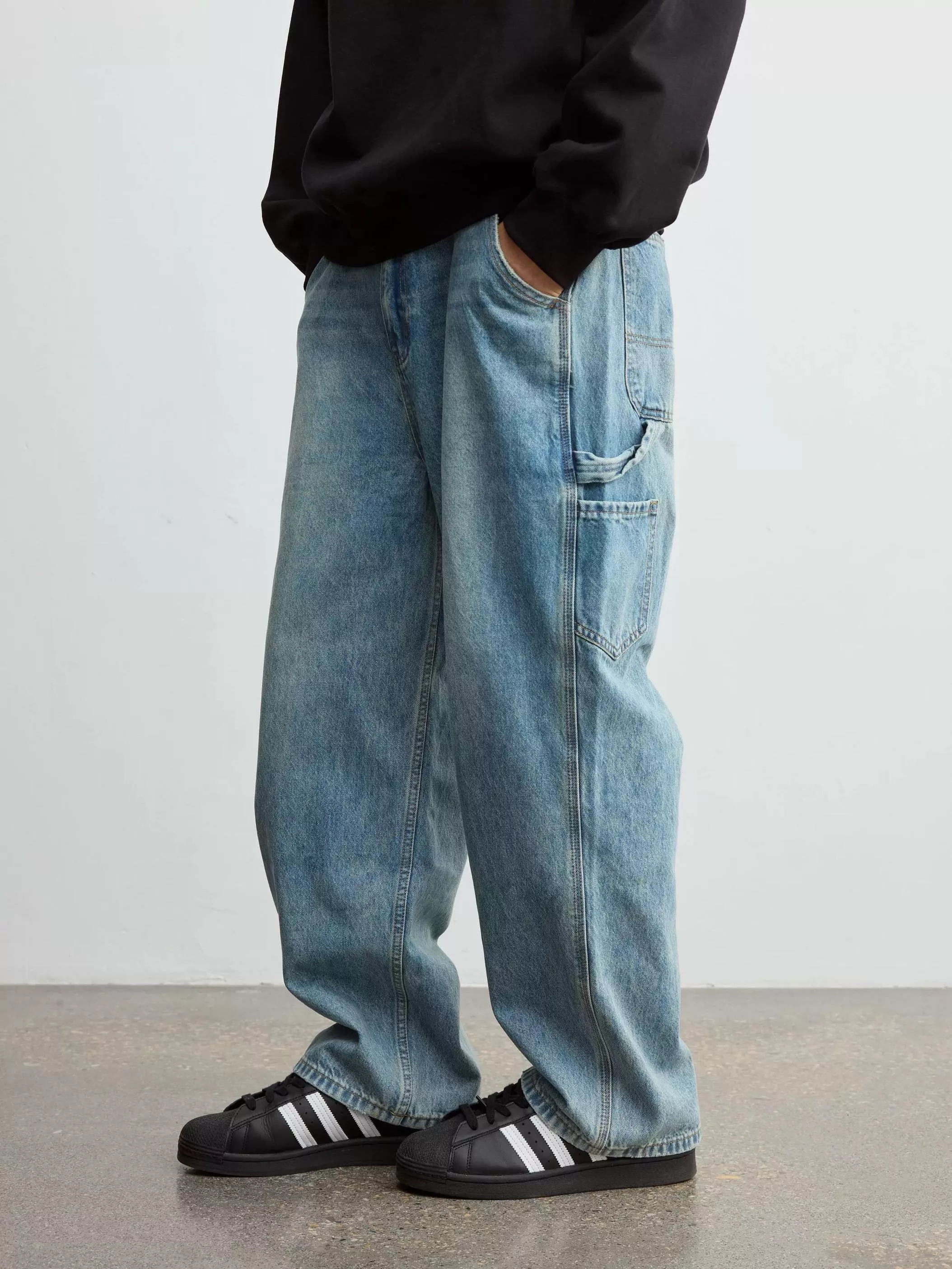 水洗鬆緊腰牛仔褲