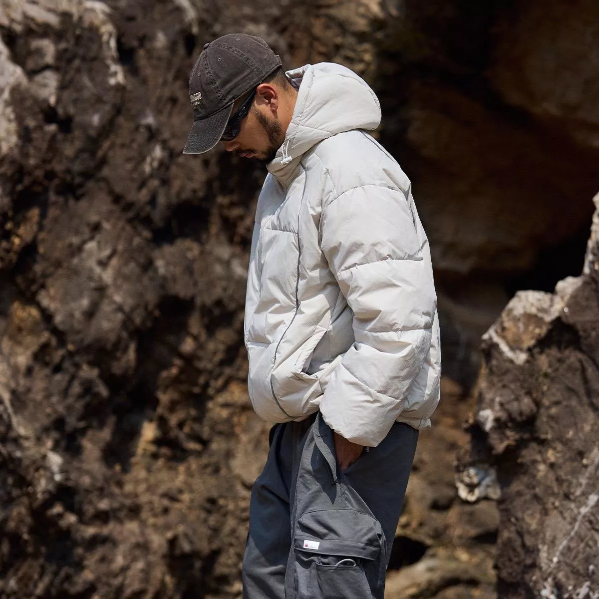 秋冬羽絨反光條外套(2色）