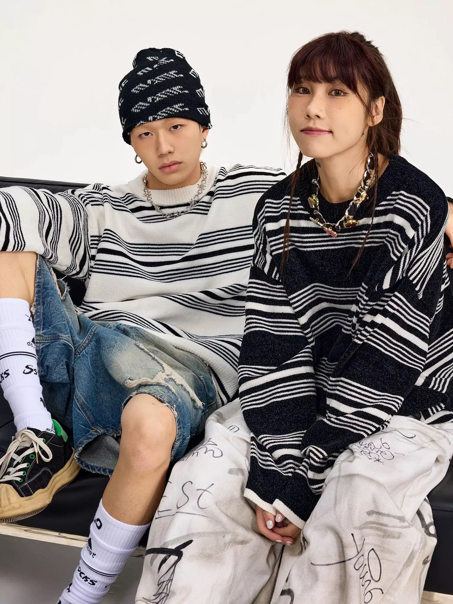 秋冬美式條紋針織毛衣(2色)