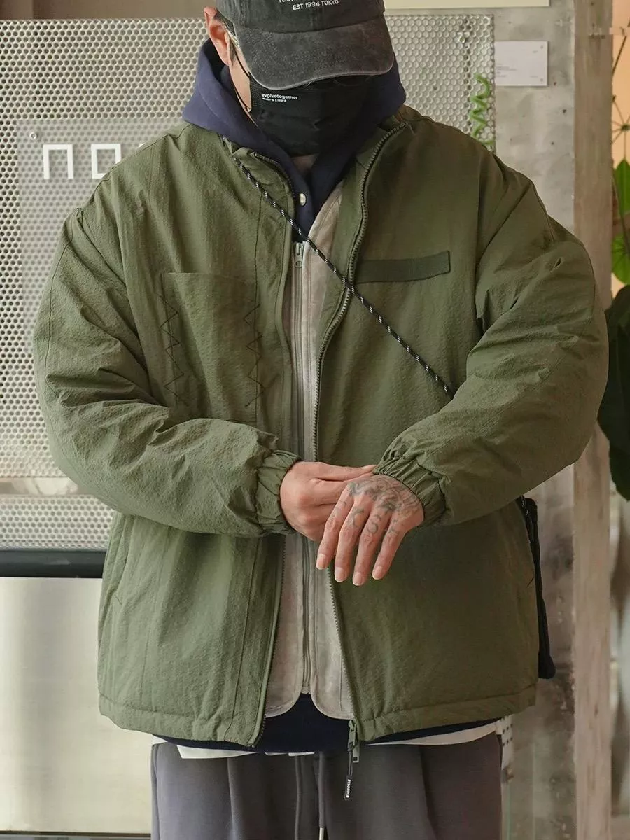 日系翻領免燙工裝鋪棉夾克(2色)