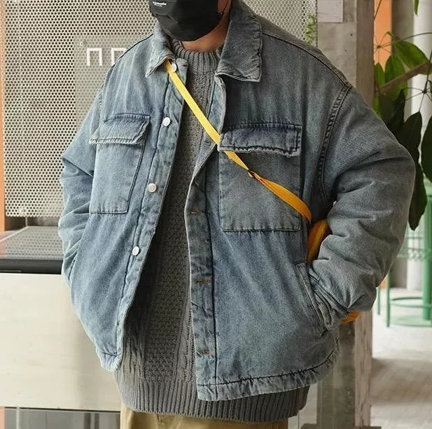水洗牛仔鋪棉保暖外套