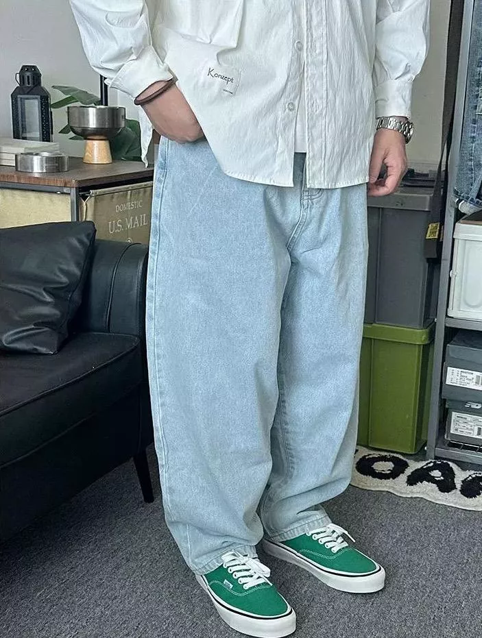 日系彎刀錐形牛仔褲(3色)